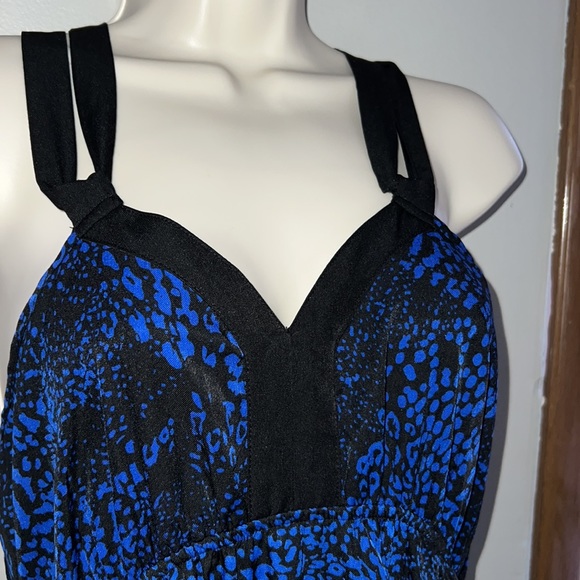 Express Women Blue & Black Casual Maxi Dress with Strappy Back Detail Medium - Picture 12 of 13